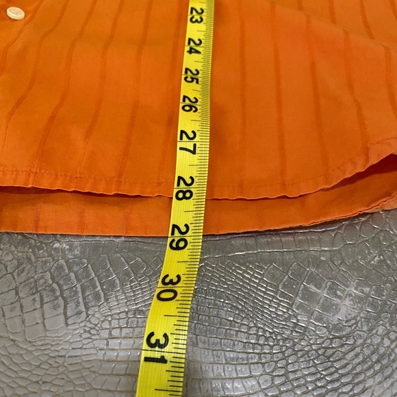 Perry Ellis size L Heavyweight Orange Striped Business Casual Button Front Shirt - Picture 6 of 8